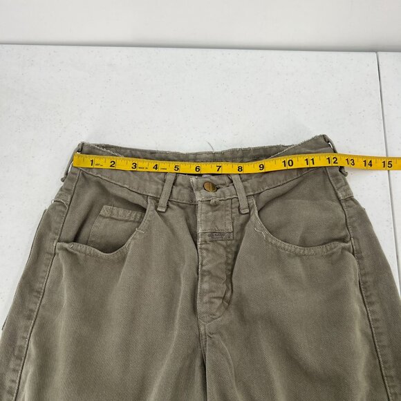 VTG Marithe‎ Francois Girbaud 3/4 High Waist Jeans Olive Green USA Mom - Picture 10 of 15